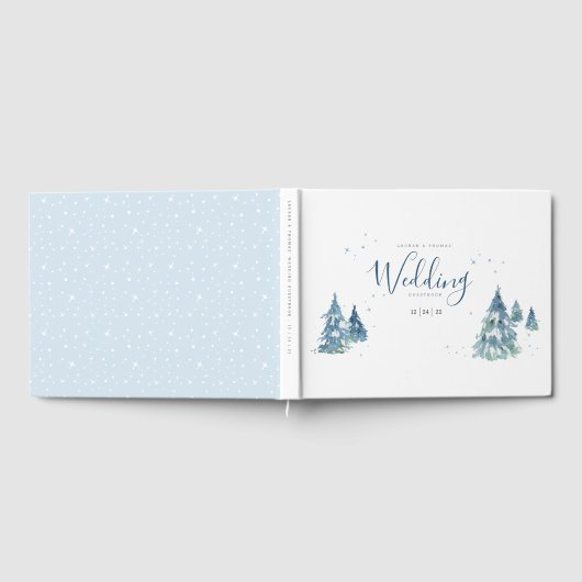 Wasserfarbe Rustikale Winterbaumhochzeit Gästebuch (Voll)