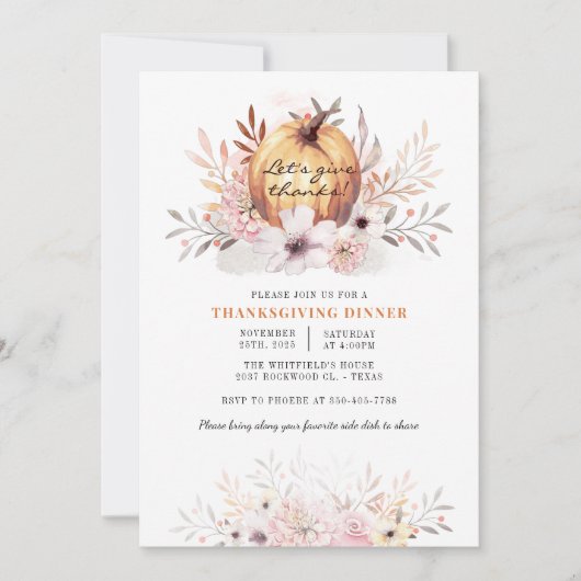 Wasserfarbe Rustikaler Erntedank Einladung (Vorderseite)