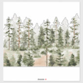 Wasserfarbe Rustikaler Grünwald Aufkleber (Blatt)