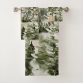 Wasserfarbe Rustikaler Grünwald Badhandtuch Set (Insitu)