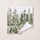 Wasserfarbe Rustikaler Grünwald Badhandtuch Set (Waschlappen)