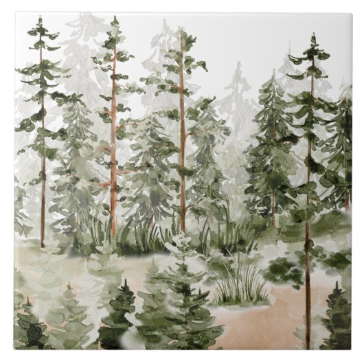 Wasserfarbe Rustikaler Grünwald Fliese (Vorderseite)