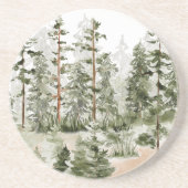 Wasserfarbe Rustikaler Grünwald Getränkeuntersetzer (Vorne)