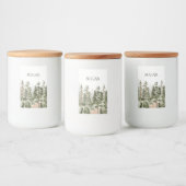 Wasserfarbe Rustikaler Grünwald Lebensmitteletikett (Flaschen)