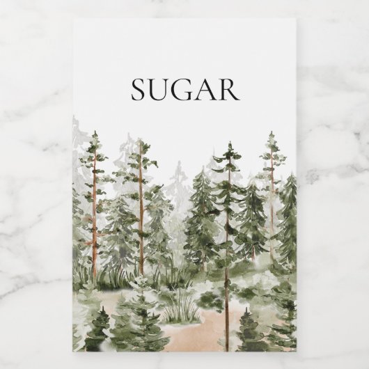 Wasserfarbe Rustikaler Grünwald Lebensmitteletikett (Einzelnes Label)