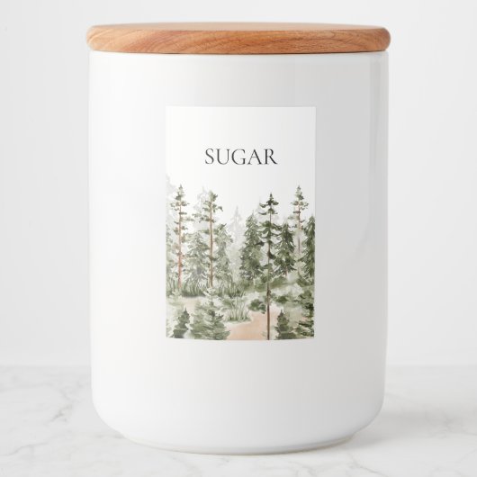 Wasserfarbe Rustikaler Grünwald Lebensmitteletikett (Vorderseite)