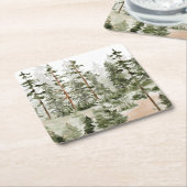 Wasserfarbe Rustikaler Grünwald Rechteckiger Pappuntersetzer (angewinkelt)