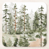 Wasserfarbe Rustikaler Grünwald Rechteckiger Pappuntersetzer (Vorderseite)