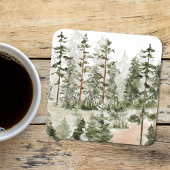 Wasserfarbe Rustikaler Grünwald Rechteckiger Pappuntersetzer