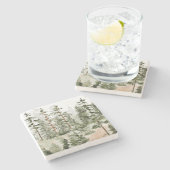 Wasserfarbe Rustikaler Grünwald Steinuntersetzer (Seitenansicht)