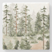 Wasserfarbe Rustikaler Grünwald Steinuntersetzer (Vorderseite)