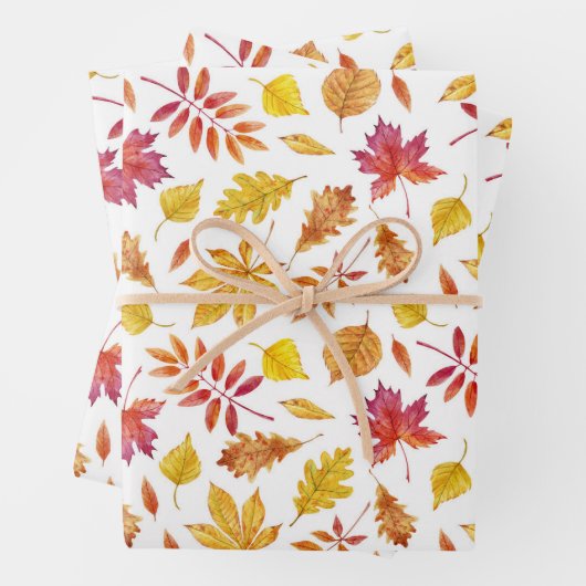 Wasserfarbe Rustikaler Herbst Blättermuster Geschenkpapier Set (Beispiel)