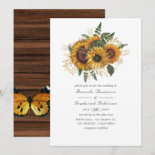 Wasserfarbe Rustikaler Herbst - Fall Sonnenblumen  Einladung (Vorne/Hinten)