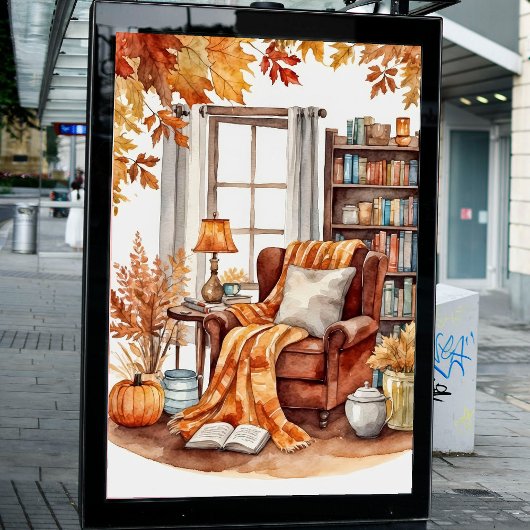 Wasserfarbe Rustikaler Herbst Lesen Nook Poster