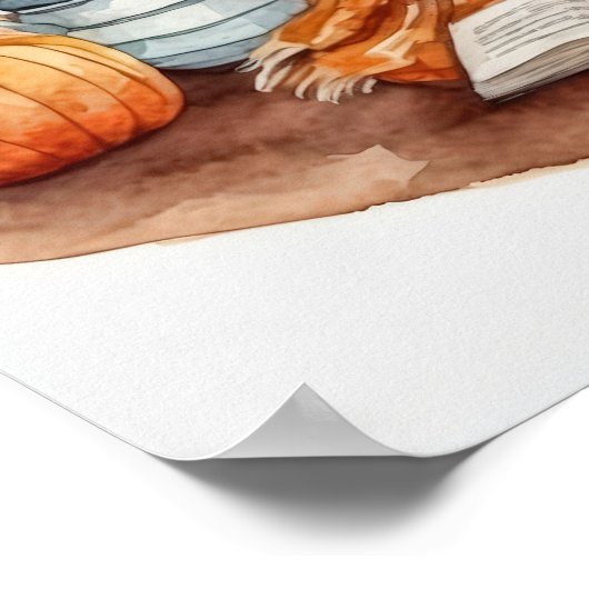 Wasserfarbe Rustikaler Herbst Lesen Nook Poster (Ecke)