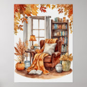 Wasserfarbe Rustikaler Herbst Lesen Nook Poster (Vorne)