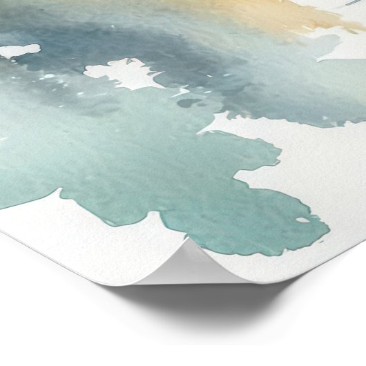 Wasserfarbe Rustikaler Herbstsee mit Rowboat & Bäu Poster (Ecke)