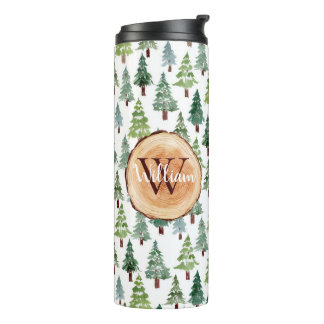 Wasserfarbe Rustikaler Pinienwald Personalisiert Thermosbecher