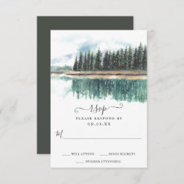 Wasserfarbe Rustikaler See | Bergsee Wedding RSVP Karte