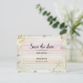 Wasserfarbe Rustikaler Strand Hochzeit Save the Da Postkarte (Stehend Vorderseite)
