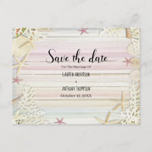 Wasserfarbe Rustikaler Strand Hochzeit Save the Da Postkarte