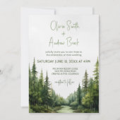 Wasserfarbe Rustikaler Wald Berg Natur Hochzeit Einladung (Vorderseite)