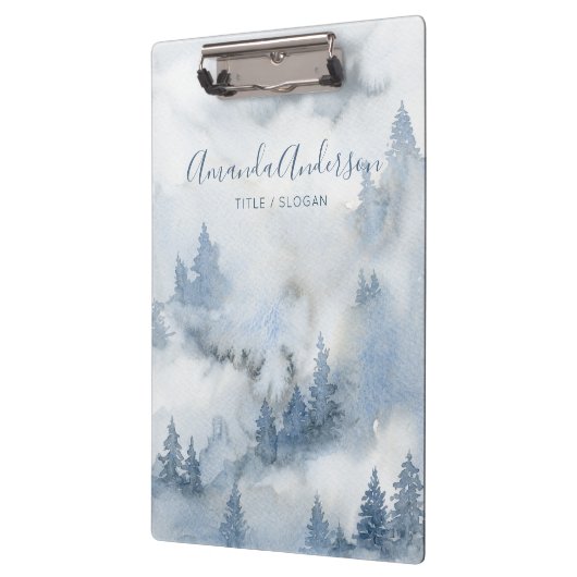 Wasserfarbe Rustikaler Wald Personalisierter Name Klemmbrett (Links)