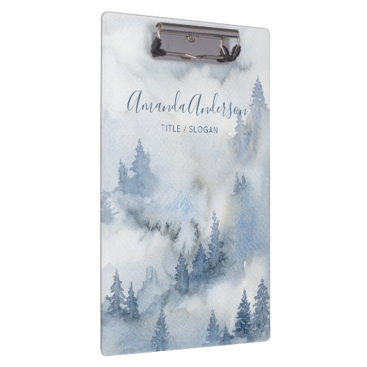 Wasserfarbe Rustikaler Wald Personalisierter Name Klemmbrett (Rechts)