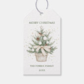 Wasserfarbe Rustikaler Weihnachtsbaum Geschenkanhänger (Vorderseite)