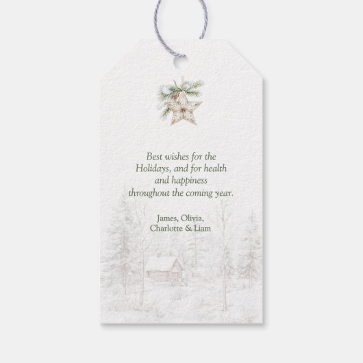 Wasserfarbe Rustikaler Weihnachtsbaum Geschenkanhänger (Rückseite)