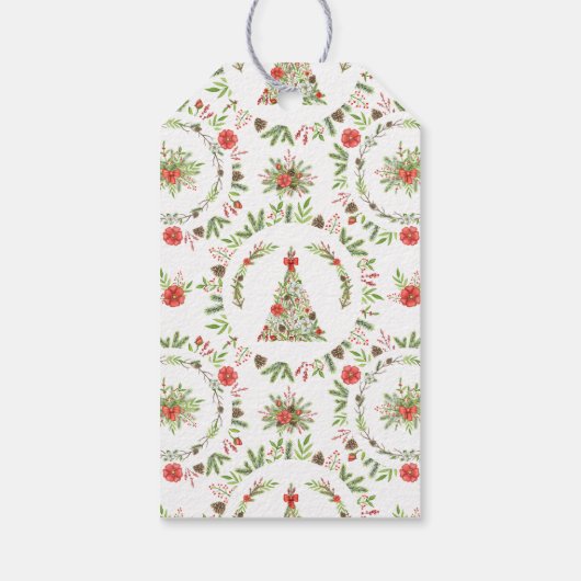 Wasserfarbe Rustikaler Weihnachtsbaum Personalisie Geschenkanhänger (Rückseite)