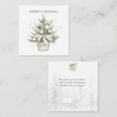 Wasserfarbe Rustikaler Weihnachtsbaum Quadratische Visitenkarte (Vorne/Hinten)