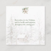 Wasserfarbe Rustikaler Weihnachtsbaum Quadratische Visitenkarte (Rückseite)