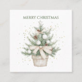 Wasserfarbe Rustikaler Weihnachtsbaum Quadratische Visitenkarte (Vorderseite)