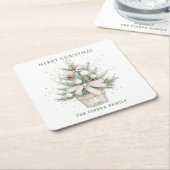 Wasserfarbe Rustikaler Weihnachtsbaum Rechteckiger Pappuntersetzer (angewinkelt)