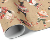 Wasserfarbe Rustikaler Weihnachtshund Geschenkpapier (Rolleneckpunkt)