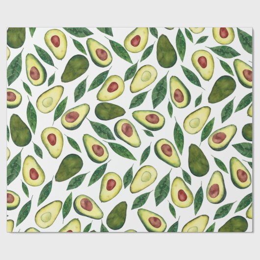 Wasserfarbe Rustikales Avocado-Muster Geschenkpapier (Flach)