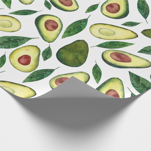 Wasserfarbe Rustikales Avocado-Muster Geschenkpapier (Ecke)
