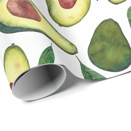 Wasserfarbe Rustikales Avocado-Muster  Geschenkpapier (Rolleneckpunkt)