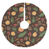 Wasserfarbe Rustikales botanisches Muster Weihnach Polyester Weihnachtsbaumdecke (Vorderseite)