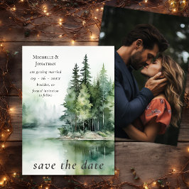 Wasserfarbe Rustikales Foto Hochzeit des Lago Wood Save The Date