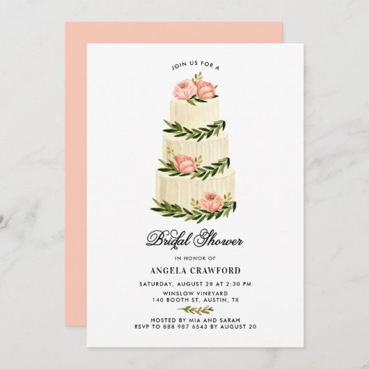 Wasserfarbe Rustikales gestuftes Brautparty Einladung (Vorne/Hinten)