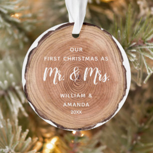 Wasserfarbe Rustikales Holz Slice Erste Weihnacht Ornament