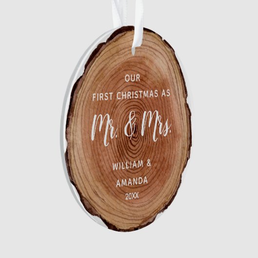 Wasserfarbe Rustikales Holz Slice Erste Weihnacht Ornament (Vorderseite)