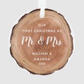 Wasserfarbe Rustikales Holz Slice Erste Weihnacht Ornament (Rückseite)