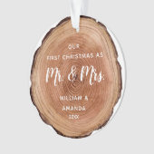 Wasserfarbe Rustikales Holz Slice Erste Weihnacht Ornament (Vorderseite)