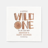 Wasserfarbe Rustikales Holz Wild One Baby Dusche Serviette (Vorderseite)