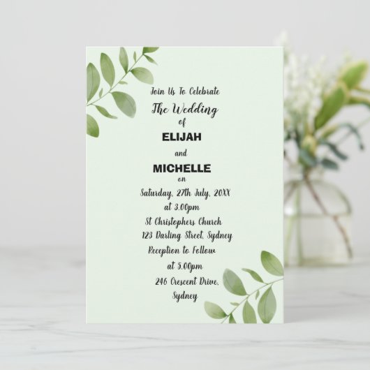 Wasserfarbe Rustikales Leaf Einladung (Stehend Vorderseite)