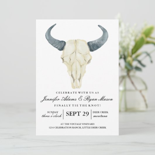 Wasserfarbe Rustikales Rodeo | Einladung zur Hochz (Stehend Vorderseite)