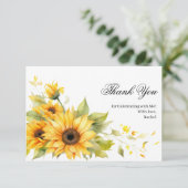 Wasserfarbe Rustikales Sonnenblumen Brautparty Dankeskarte (Stehend Vorderseite)